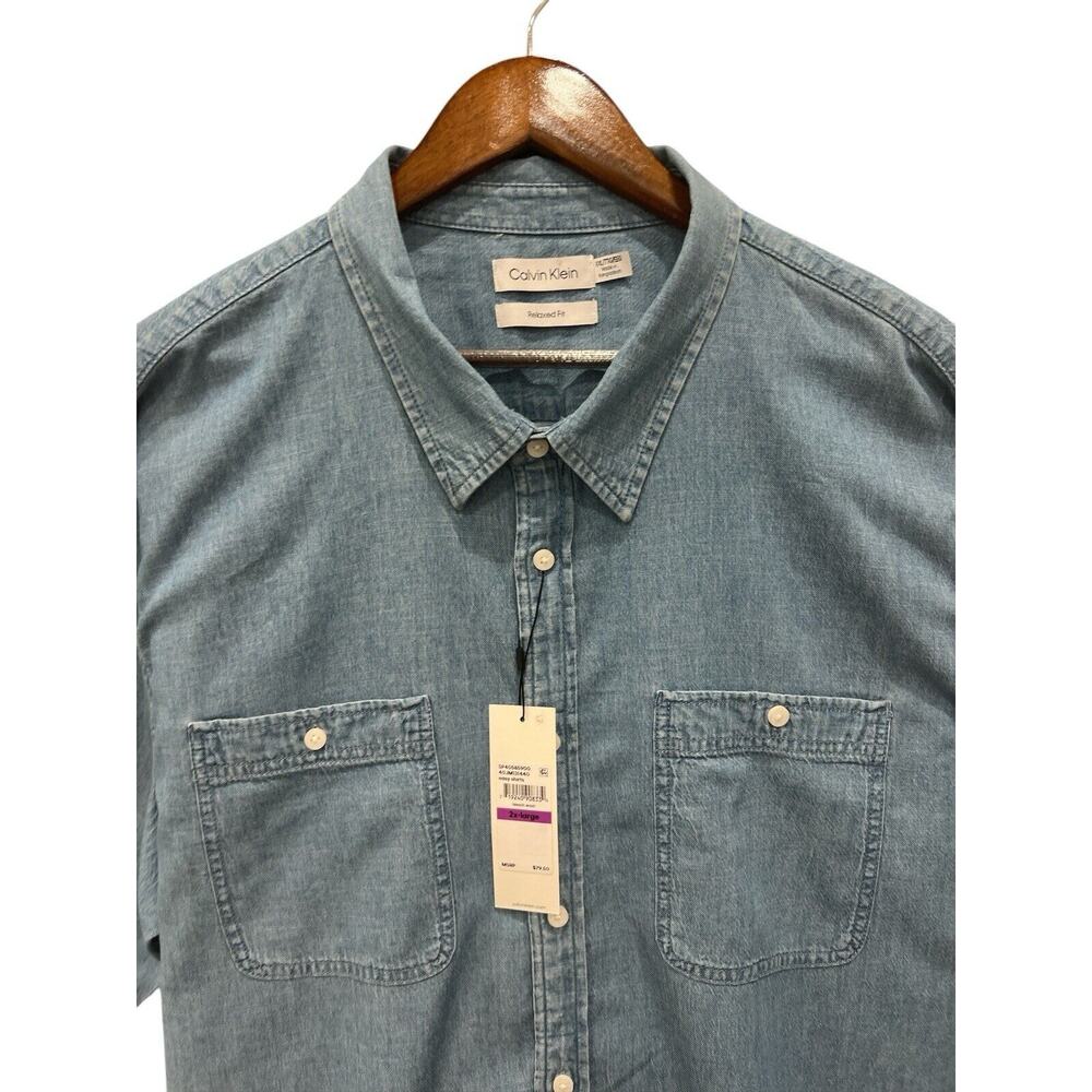 Calvin Klein Classic Denim Button -Down Shirt Relaxed Fit Size XXL - Picture 3 of 6